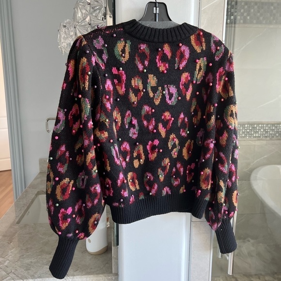 Farm Rio Beaded Leopard Pattern Sweater - Picture 6 of 13